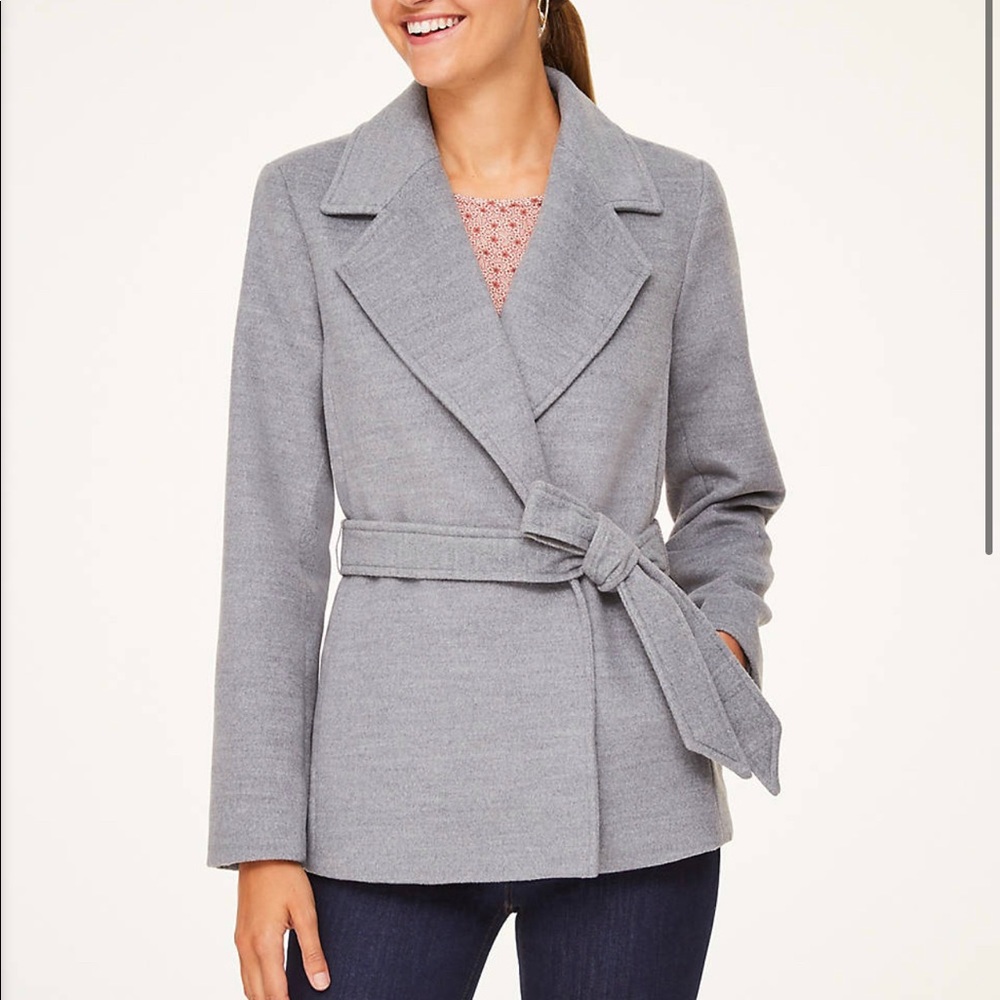 NWT LOFT WRAP COAT GREY